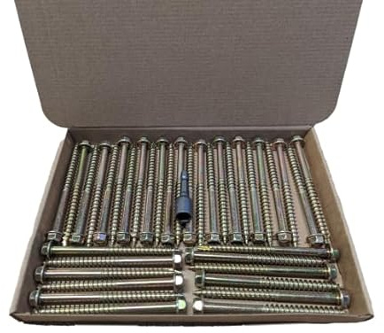 AJ Fixings - Box 25 FastDrive Heavy Duty Coach Screws - Hex Flange Head - Yellow Coated Landscaping Screw (10 x 130mm)