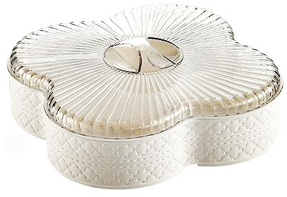 ISAKEN Snackteller Kunststoff Snackbox mit Deckel Snack Aufbewahrungsbox Süßigkeitenteller Snackschale Süßigkeiten Tablett Trockenobstbehälter für Zuhause Hochzeit Weihnachtsfeier