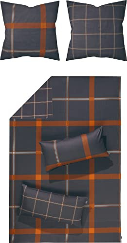 Looks by Wolfgang Joop Wendebettwäsche Mako-Satin anthrazit-orange Größe 1x 135x200 cm + 1x 80x80 cm