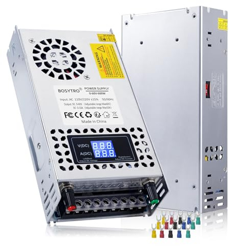 BOSYTRO Fuente de Alimentacion Regulable AC110/220 to DC 0-60V 0-10A 600W Fuente de alimentación Universal Transformadores de Potencia,Para Automatización Industrial,Motor de control de velocidad