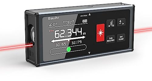 Bilateral Laser Measurement Tool, Bauihr 393ft/120M Dual Laser Distance Meter, Rechargeable Laser Measure with Color Backlit LCD Display, Digital Angle, M/in/Ft Unit Switching