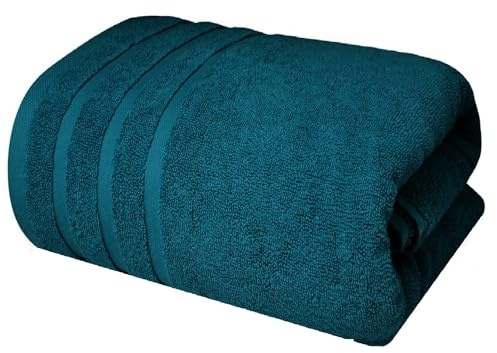 Extra stort lyxigt superjumbo badlakan (150 x 200 cm – 600 GSM) enormt/massivt/stort badlakan XXXL kroppswrap handdukar (bomull, blå lagun)