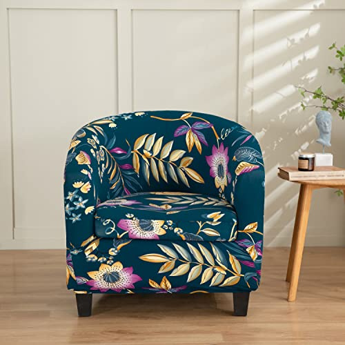 Morbuy Sesselbezug Stretch mit Armlehne, 2er Set Sessel Überzug Universal Sesselhussen Stretch Weich Sesselüberzug Elastisch Hussen für Clubsessel Cocktailsessel (Rosa lila Blume)