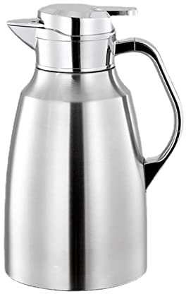 Thermoskanne mit einfachem Sicherheitsdruckknopf, rutschfeste Unterseite, Thermoskanne für Zuhause, Küche, Hotel (Rot, 2000 ml) (Farbe: Silber, Größe: 2000 ml)