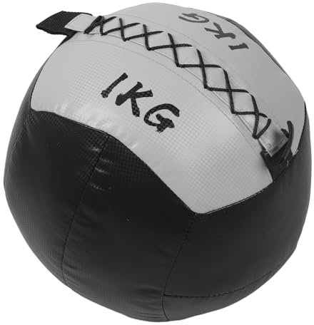 JTLB Weicher, 2,2 Pfund Schwerer, 1 Kg Schwerer Wandball aus PU-Leder Kraft-, Dehnungs- und Fitnesstraining (Schwarzes Silber)