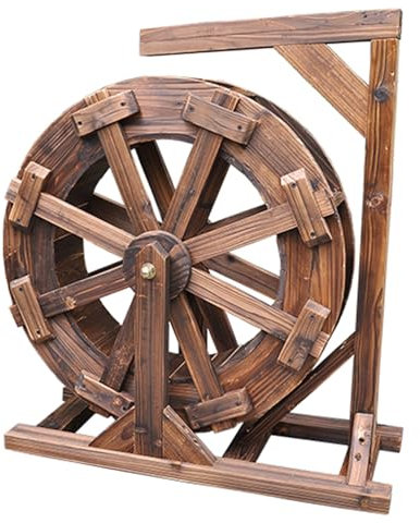 JTWWDM Rueda Hidráulica para Patio Y Jardín, Fuente Madera con Fuente Agua, Decoración Vintage para Estanque Campestre, Decoración Jardín Exterior Decorativa Feng Shui,30cm