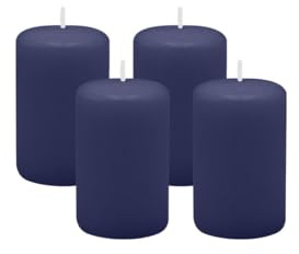 Kopschitz Kerzen 4er Set Adventskranzkerzen Nachtblau Dunkelblau Ø 50 x 80 mm, Unparfümiert