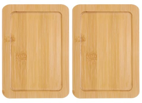 sourcing map 2pcs Bamboo Serving Tray 7.09 x 4.72 Wooden Rectangular Tea Tray Natural Bamboo Tabletop Food Serving Platters for Breakfast Dinner Coffee Tea Drink Fruit Snack, Yellow