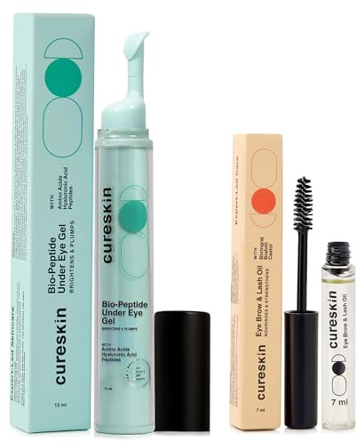Cureskin Eye Care Combo | Eye Brow & Lash Oil | Bio-Peptide Under Eye Gel to Reduce Dark Circles | Eyelash Growth Serum | Under Eye Cream for Dark Circles for Women and Men