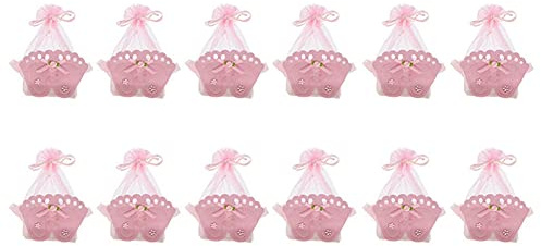 Qweradr 12 StüCk Baby Pralinen Schachtel Baby Hochzeit Pralinen Schachtel Geschenk Box Gratis Band Geschenk Box Taufe Pralinen Schachtel B
