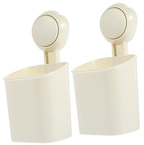 PHENOFICE Portaspazzolino Da Parete Per Bagno Ventosa Forte, Contenitore Per Spazzolini Da Denti Drenaggio Rapido, Organizzatore Da Parete Bianco 2 Pezzi Per Bagno, Cucina e Ufficio