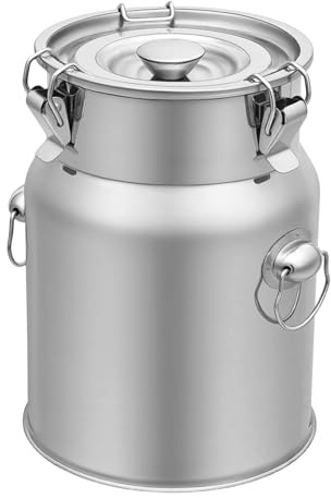 Qussse 5L Milchkanne, Edelstahl Luftdichte Milchkännchen Milch Transportkanne Milchtransportfässer Milchtransporteimer mit Versiegeltem Deckel und Verschlüsse