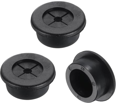 sourcing map 3 Pcs Cable Cord Grommet, 1 Inch (25mm) Desk Grommet Flexible Rubber Grommets Wire Hole Cover Pass Through for Office Computer Desk Wire Organizer, Black