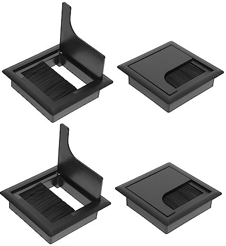 NULYLU 4pcs Hole Cover Grommet for Desk Easy Installation Wire Organizer Bristles Material for Office and Home Use