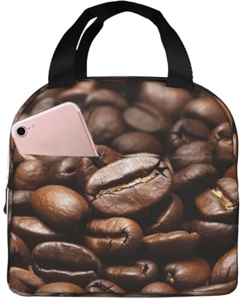 PRyLqKS Divertente borsa termica per il pranzo con stampa di chicchi di caffè arrosto in alluminio
