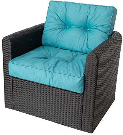 Bjird Sesselkissen 2-teilig – Sitzkissen & Rückenkissen für Rattansessel, Stuhlkissen, Rattanmöbel & Gartenmöbel – Outdoor Auflage – wasserabweisend, rutschfest, Oeko-TEX - Blau - 50x50 cm