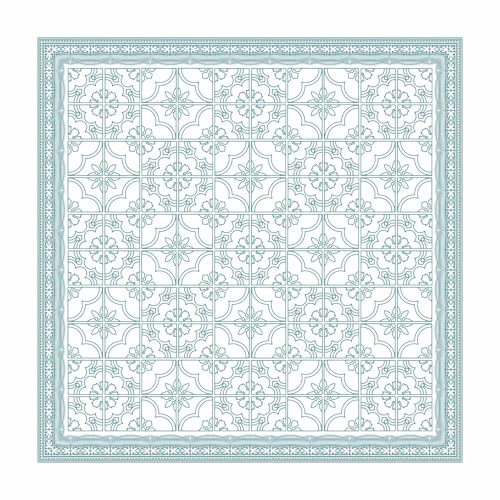 micasia Vinylteppich nass abwischbar Muster Bodenschutz - Made in Germany - Geometrisch Fliesenoptik 2,2mm dünne Vinyl Bodenmatte grün Küche Flur trittsichere Matte 2891 (140x140cm)