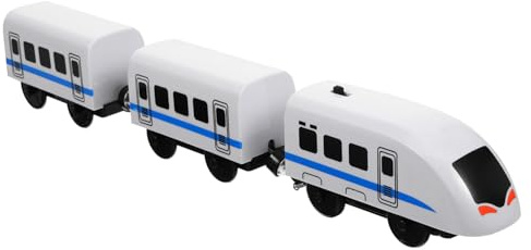 OFFIGAM Trenino Elettrico Carino e Sicuro Alimentato Batteria Compatibile Con Piste Legno Educativo Per Prescolare e Collezionisti