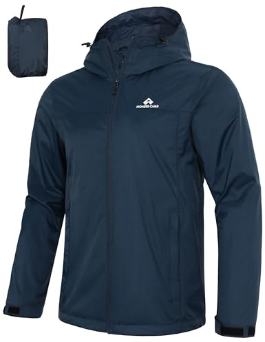 Manteau Imperméable Homme Élégant - Veste Coupe-Vent Imperméable Respirante - Vêtement de Pluie Homme pour Ville, Travail et Randonnée Urbaine - Protection contre la Pluie et le Vent; Marine; XXL