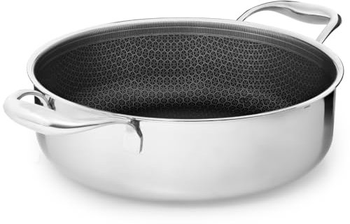 Onyx Cookware padella stufato 32 cm 7 l, bordo alto, per induzione e tutti i piani cottura, antiaderente antigraffio, 3 strati acciaio inox/alluminio