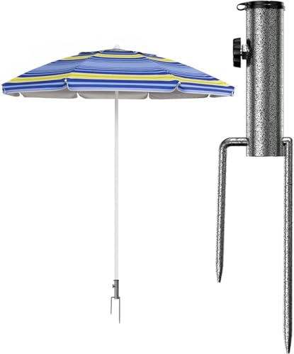 l&j Base per Ombrellone da Terra con Picchetto Trivella in Acciaio – Supporto Ombrellone da Giardino, Puntale Spiaggia e Pesca, Spirale Ombrello Mare Antivento Robusto e Facile da Installare
