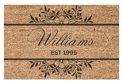 Trendi Personalised Coir Door Mat | Non-Slip Heavy-Duty | Customised Size | Dirt-Trapping | Rustic Outdoor & Indoor | Your Text (EST & Name)