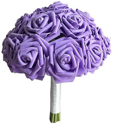 TENVORA Bouquet Sposa,Bouquet da Sposa Bouquet da Sposa, Damigelle, centrotavola Personalizzati for Matrimoni, Accessori, Fiori Artificiali, Bouquet da Sposa, Schiuma PE(Purple)