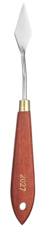 QUARKZMAN Couteaux à Peinture Outil Peinture1.77 x 0.67 Lame En Acier Inoxydable En Forme De larme 7.87 Longueur Spatula Painting Pallet Knives Avec Trou Poignée En Hêtre, Rouge/Argent