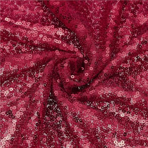 sourcing map Tissu à paillettes fuchsia, vendu au mètre, 0,9 m de long et 1,3 m de large, tissu en velours brillant pour couture, robe, toile de fond, nappe, chemin de table
