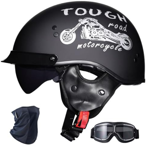 YHQUDGWT Casco Moto Jet Vintage, Omologato ECE Casco Aperto con Fibbia a Sgancio Rapido, Leggero e Confortevole Casco Scodella Uomo per Uomo e Donna, Ideale per Scooter, Chopper e Motorino