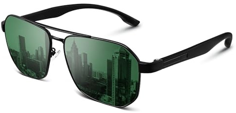 gesruny Sonnenbrille-Pilotenbrille Herren-Damen-Polarisiert-Retro-Fliegerbrille-Sunglasses Men-UV400 Schutz sonnenbrille Pilot Unisex Männer für Ultraleichte Fahren Angeln-Dunkelgrün
