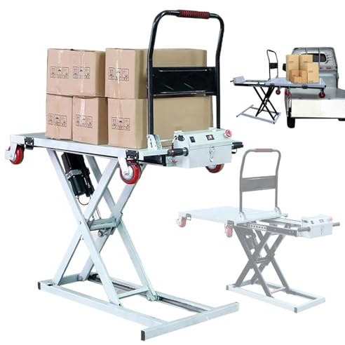Carrello elevatore idraulico con 4 ruote, design a forbice, altezza di sollevamento di 1 m, per trasportare e caricare materiali su camion