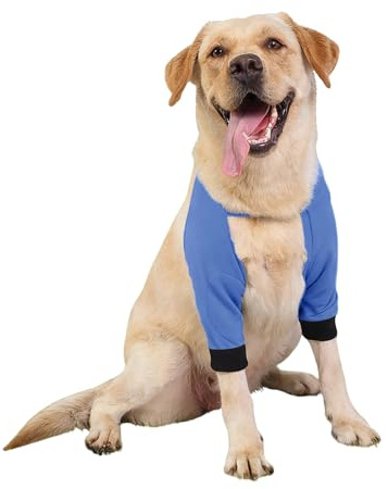 Ellenbogenbandage Hund, liegeschwielen Hundebody Nach Op, Kniebandage Hund Hinterbein, Pfotenschutz Hund, Mittelgroße und Große Hunde Chirurgie Erholung Recovery Sleeve für Vorderbeine (Blau, M)