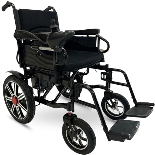 Sedia a Rotelle Elettrica Pieghevole Automatica per Disabili e Anziani, Autonomia 20KM, Braccioli Sollveabili, Sedile Imbottito, Capacità di Carico 120 Kg