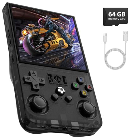 R36MAX Retro Handheld Game Console,4.0 Inch Retro Gaming Console with 64GB Memory,Support 30+ Emulators,Open Source Linux System Hand Held Game Console,4000mAh Battery(Black)