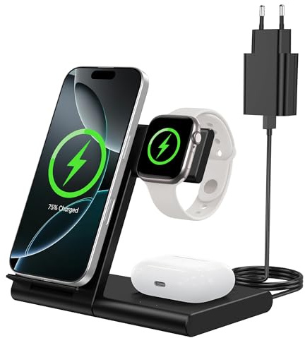 WATOE Cargador Inalámbrico 3 en 1 para iPhone Apple Watch AirPods