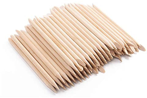 100 Uds. Palitos de madera de color naranja para cutículas de uñas, removedor de empujadores, herramientas de manicura y pedicura