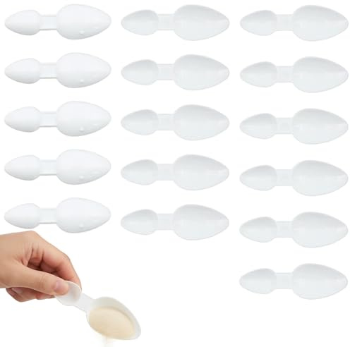 16 Pcs Double-Sided Plastic Spoons Set, (2.5ml & 5ml) Reusable Medicine Spoon, for Cereal Powder, Milk Powder, Coffee Powders, Washing Powders, Perfect for Cooking, Home, and Office use