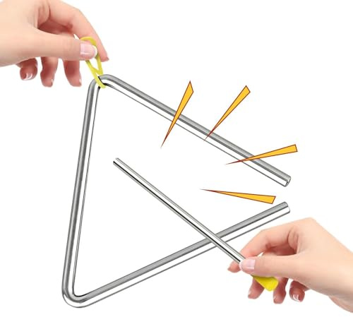 Hand Percussion Triangles | Hand Steel Triangle Percussion Instrument - Steel Triangle Bell for Classroom Music and Morning Education