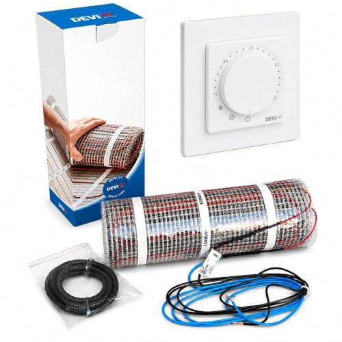 DEVImat DSVF150 Dünnbett Fußbodenheizung SET mit Devireg Basic Room Display Connect (Devireg Room, 8m2)
