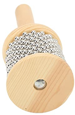 POENVFPO Cabasa de Madera, Instrumento Musical de Manivela con Bolas de Acero Brillante y Ergonómico, para Niños a Partir de 4 Años (Trompeta Cabasa)