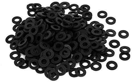 sourcing map 300 Stück Nylon Unterlegscheiben Gummischeiben 8mm AD schwarz | Flache, 4mm ID, 1mm Dicke