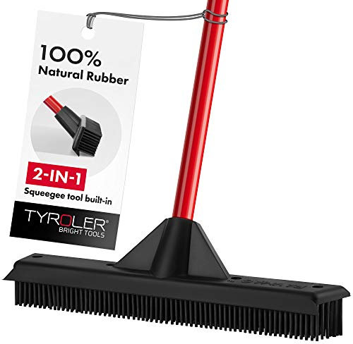 Tyroler Rubber Squeegee with 33 cm Head and 140 cm Handle, Indoor and Outdoor Floor Cleaning - Anti Pet Hair and Dust for Concrete, Wood, Shower, Tiles, Patio, Glass, Carpet