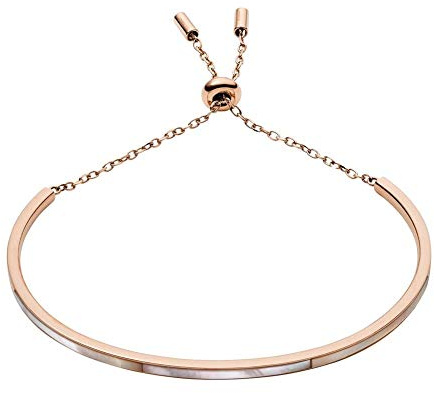 Fossil Damen-Kettenarmband Edelstahl Perlmutt, Strangarmbänder JF03066791