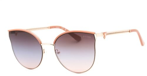 GUESS GF6092, Glänzendes Roségold/Farbverlauf Bordeaux, Einheitsgröße, Damen, Erwachsene, Glam, Cat-Eye, Metallrahmen, Kunststofflinsen, Gradient, Kratzfeste Beschichtung, Halb, Sonnenbrille