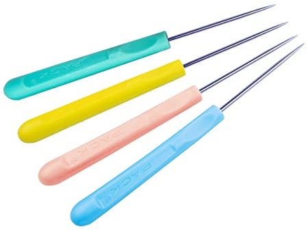 ZLKSKER (4er Pack) Leder Nähahle mit Kunststoffgriff, Perlenahle Reparaturwerkzeug