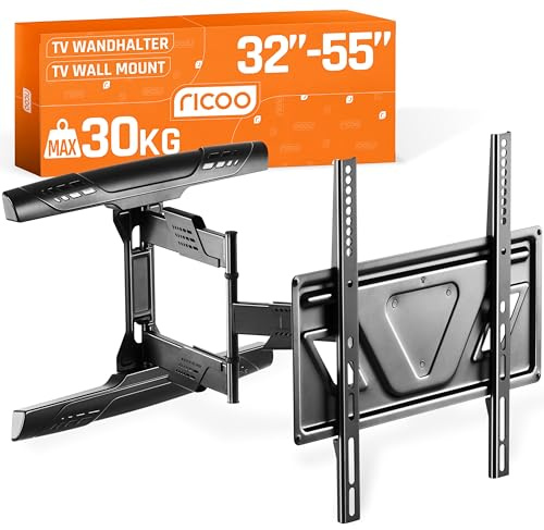 RICOO TV Wandhalterung Schwenkbar Neigbar für 32-55 Zoll Fernseher Halterung Wand Fernseh Wohnwand Schwenkarm S5944 Fernseh-Arm Smart OLED Curved Bildschirm bis 30 kg & VESA 400 x 400