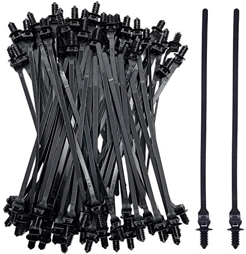 80 Pack Nylon Push Mount Cable Zip Tie, 8.3x0.18 Heavy Duty Nylon Push Mount Self Locking UV Resistant Assortment for Indoor Wire Tying (Black)