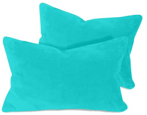 npluseins 2er Pack Coral-Kuschel-Fleece Kissenhüllen, 40 x 60 cm, Türkis | Öko-Tex Standard 100, verdeckter Reißverschluss, flauschig weich, pillingarm, waschbar bis 40 °C, schnelltrocknend