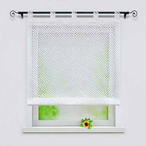 Joyswahl Voile Weiß Raffrollo mit Streifen Ausbrennerqualität »Amina« Schals Fenster Gardine mit Schlaufen BxH 60x150cm 1 Stück
